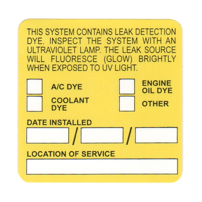 Leak Detection Dye Label