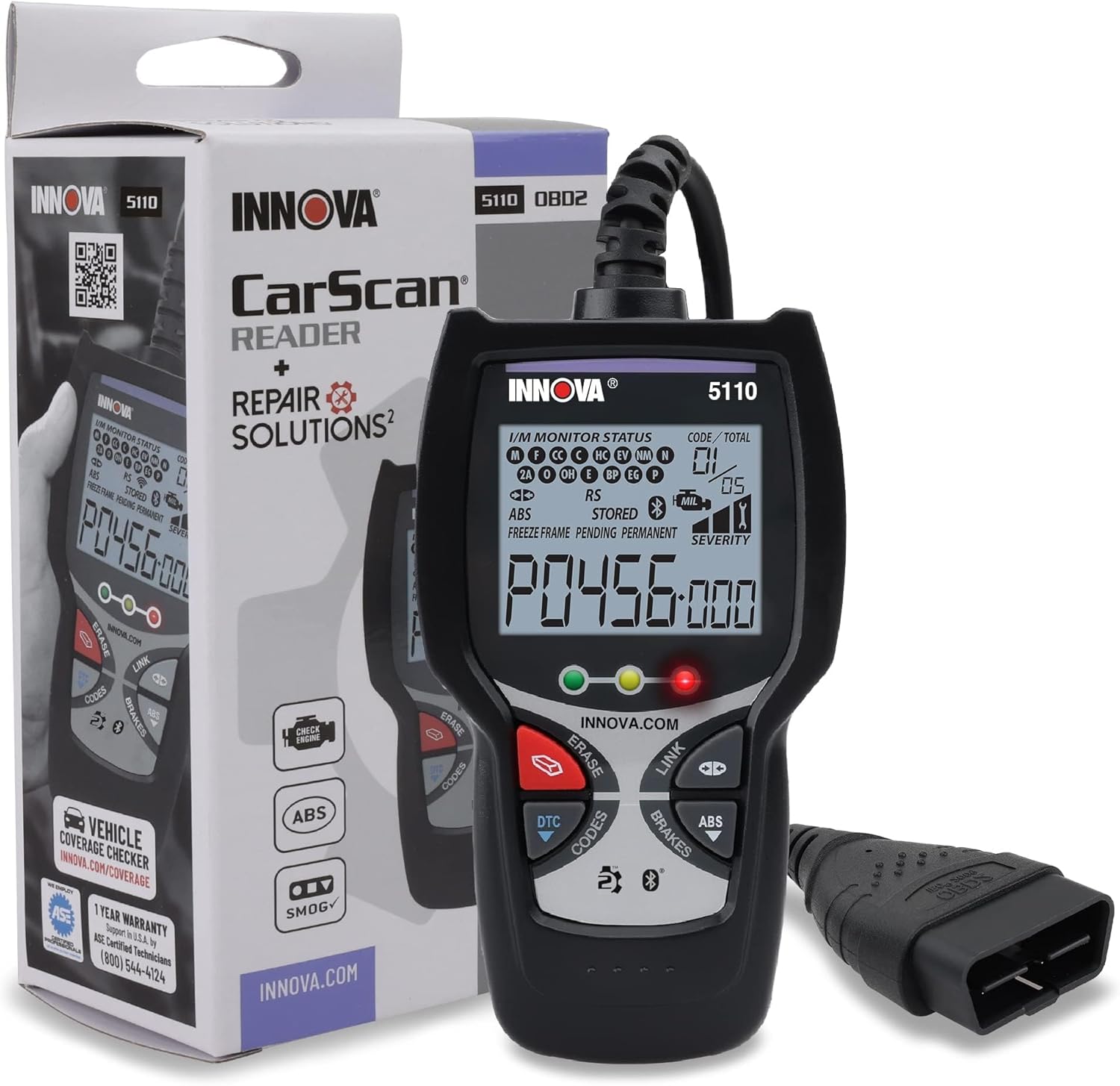 OBD2 Scanner with ABS, Smog Check, and Check Engine Light Reset | 5110 Innova