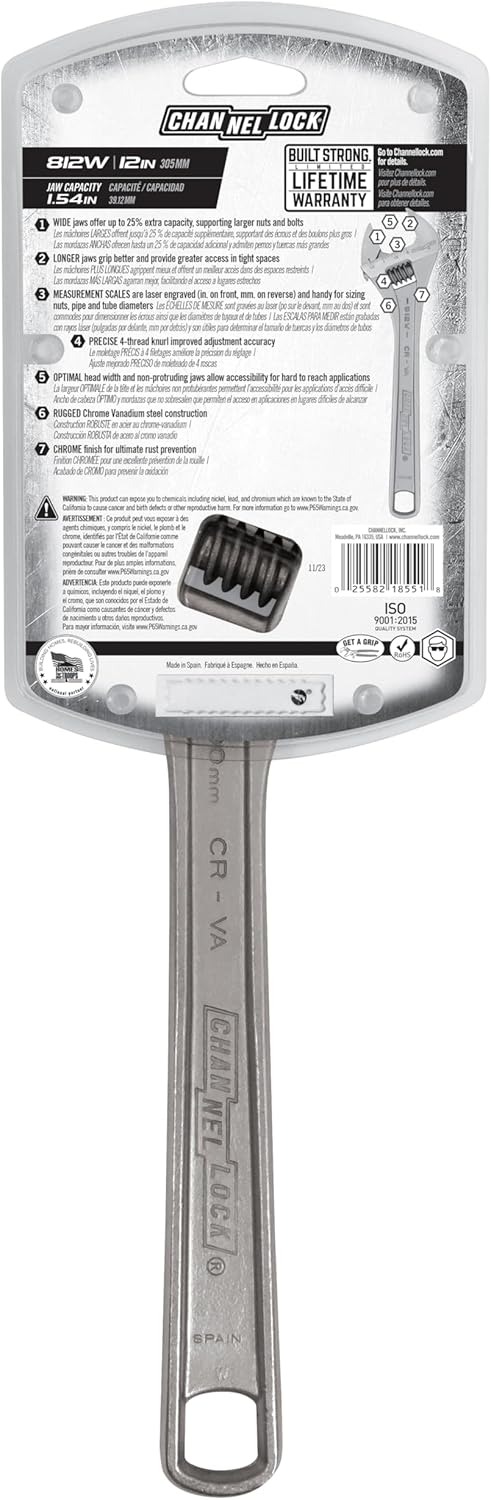 12-Inch Adjustable Wrench | 812W ChannelLock