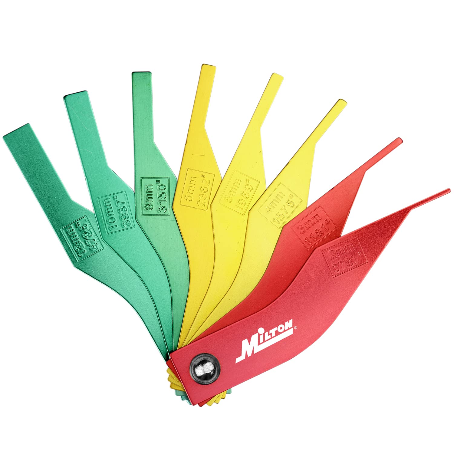 8 Piece Manual Brake Pad Gauge Metric/SAE Tool Set, 2mm to 12mm | 942 Milton