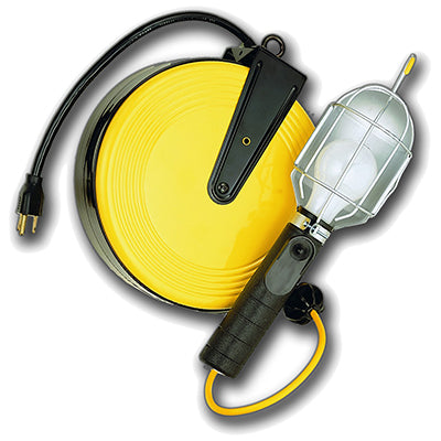 Incandescent Work Light w/ Metal Guard on 50 ft Metal Reel | SL-851 Bayco