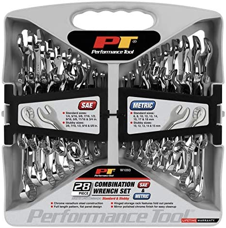 28 piece SAE & Metric Wrench Set | W1093 Performance Tool