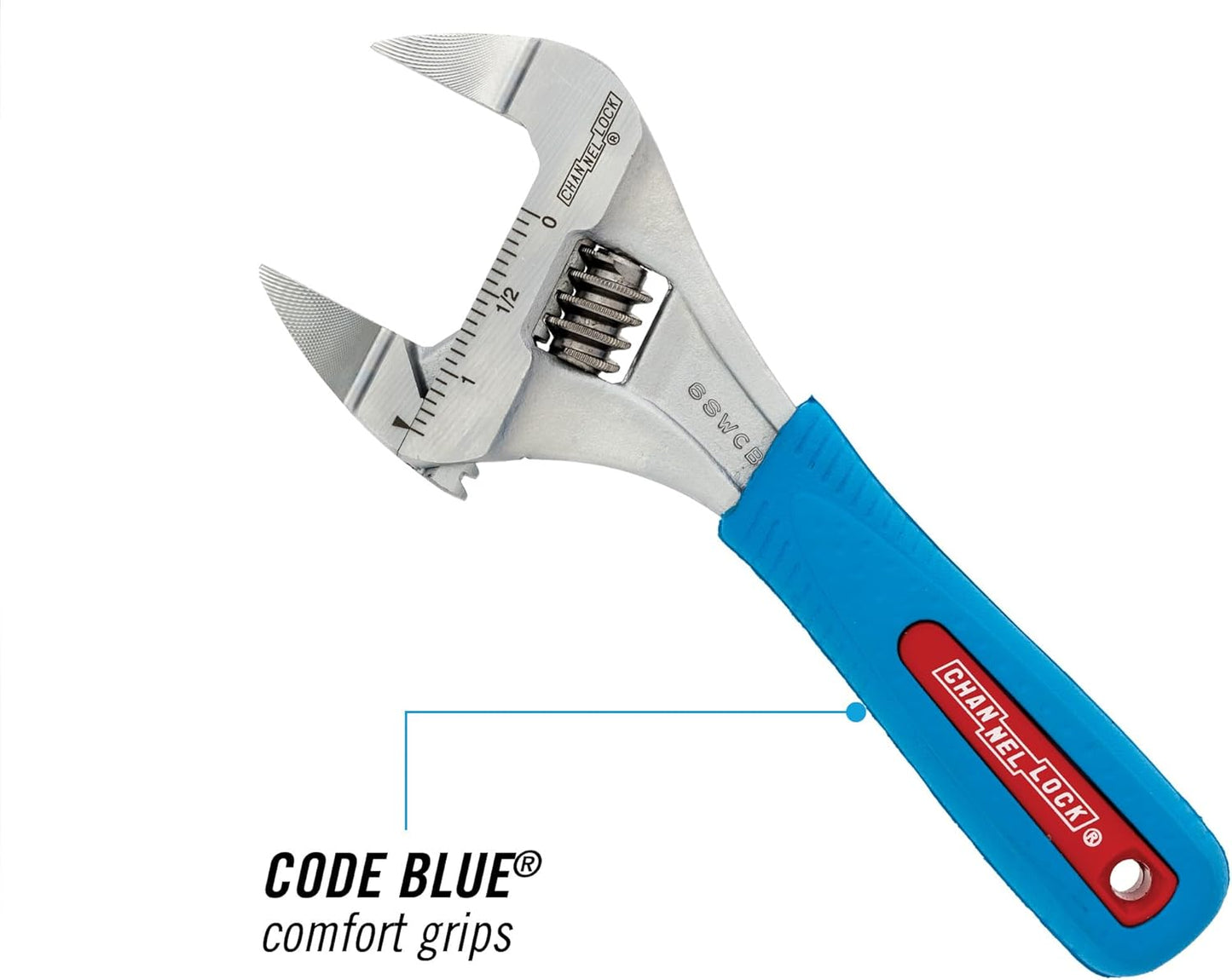 6-Inch CODE BLUE® WideAzz® Slim Adjustable Wrench | 6SWCB ChannelLock
