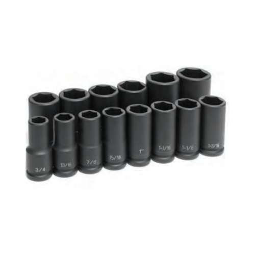 14-pc. Deep Length Fractional Impact Socket Set | 8038D Grey Pneumatic