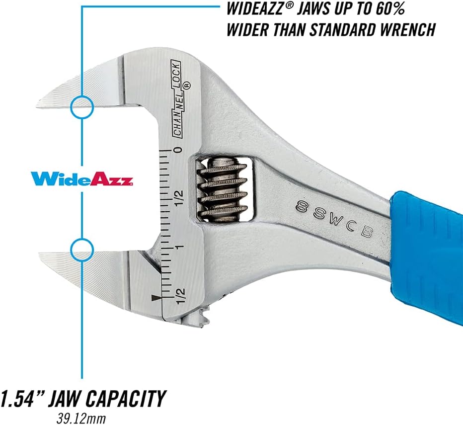 8" WIDEAZZ® Slim Jaw Adjustable Wrench | 8SWCB ChannelLock