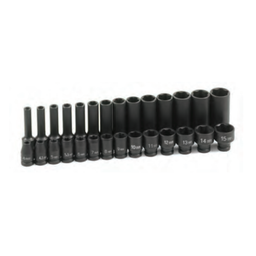 28-Piece 1/4" Drive 6-Point Metric Standard/Deep Length Master Impact Socket Set | 9728M Grey Pneumatic