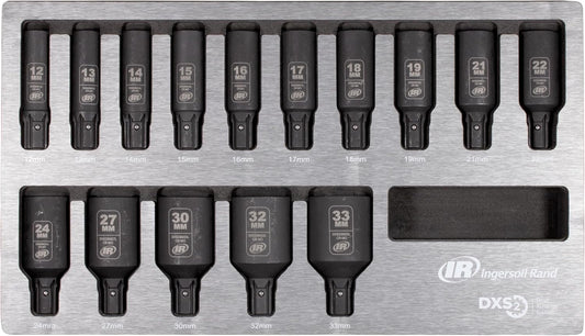 DXS2 Drive Hex Deep Metric Impact Socket Set, 15-Piece | Ingersoll Rand DXSK2M15L