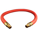 Absorbs shock to couplers from impact tools and/or air hammers. Length 2'. 1/2" ID hose. 3/8" NPT male fittings, both ends. 200 lb. working pressure.